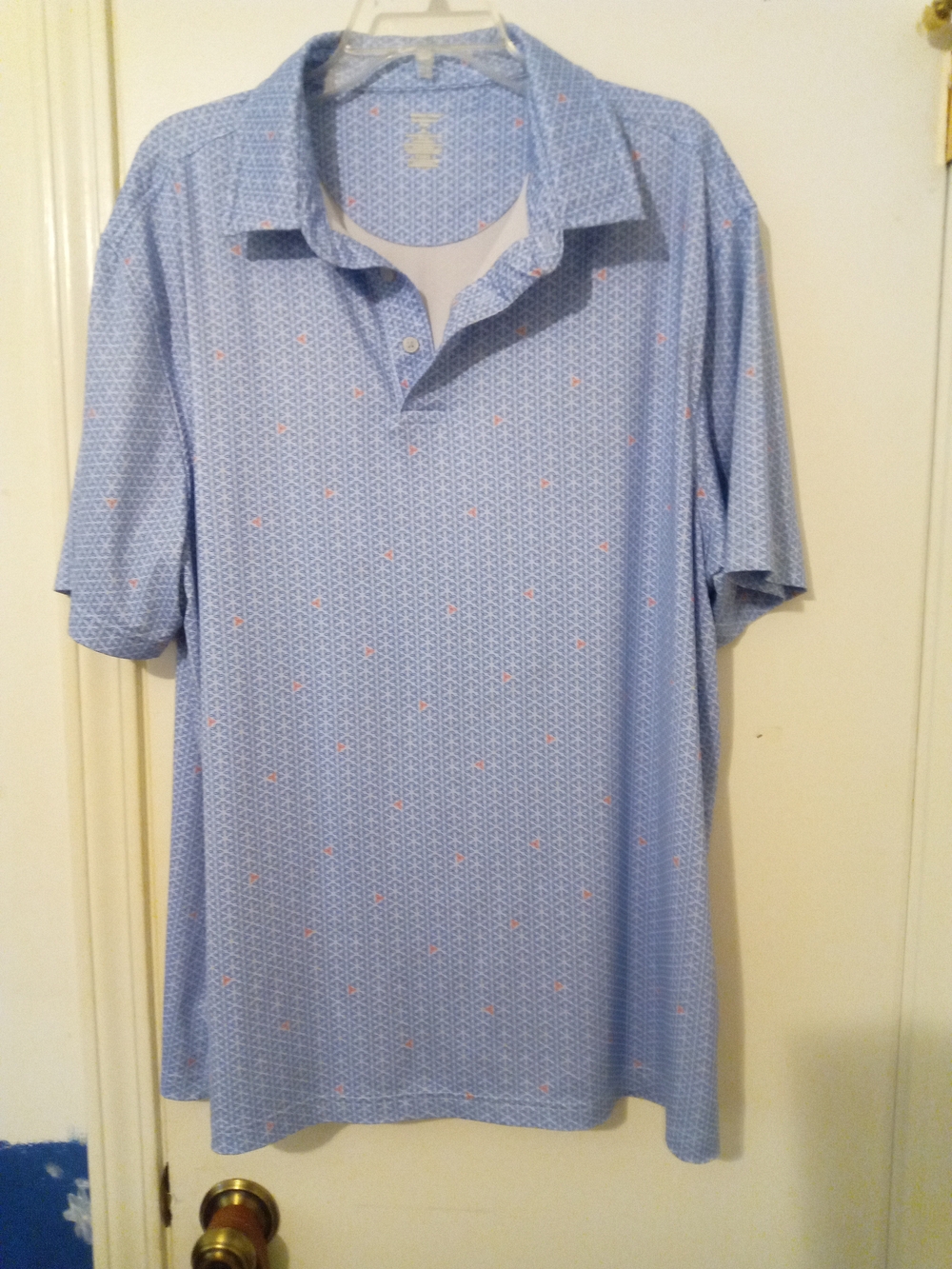 Men's Sky Blue Polo with Subtle Dot Accent